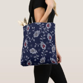 Tote Bag Navy Paisley : Design Motif élégant. (De près)
