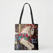 Tote Bag Né à Sparkle Carousel Horse Red Roses Photo (Devant)
