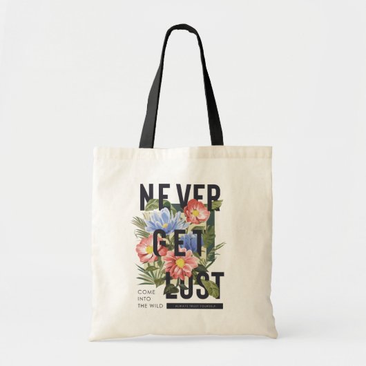 Tote Bag Ne jamais perdre le slogan floral (Devant)