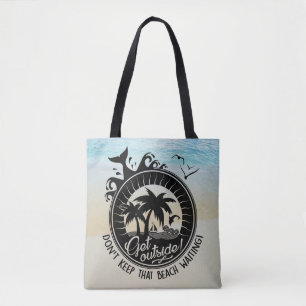 Tote Bag Ne laissez pas cette plage en attente de jeu de ty