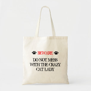 Tote Bag Ne manquez pas avec la dame du chat fou