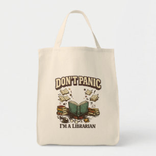 Tote Bag Ne paniquez pas, je suis bibliothécaire, conceptio