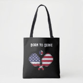 Tote Bag Né pour servir le drapeau américain Pickleball (Devant)