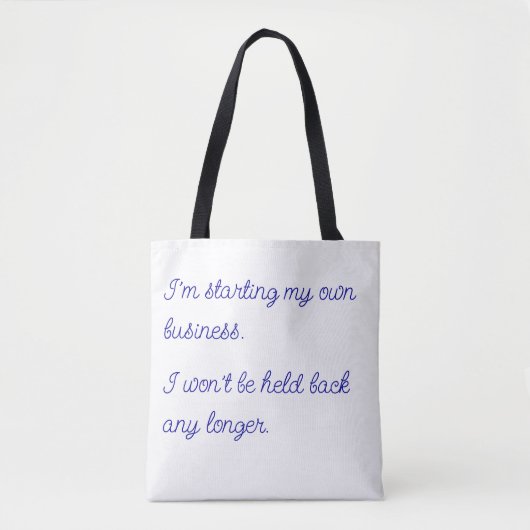 Tote Bag Ne sera pas retenu :  Blanc avec écriture bleue (Devant)