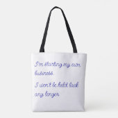 Tote Bag Ne sera pas retenu :  Blanc avec écriture bleue (Dos)
