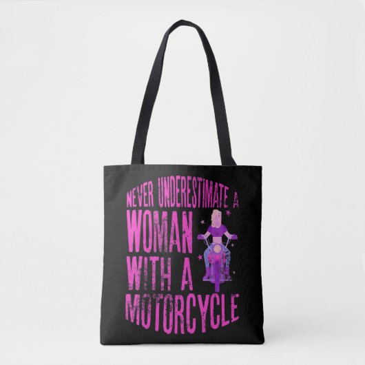 Tote Bag Ne Sous-Estimez Jamais Une Femme Avec Une Moto Un (Devant)