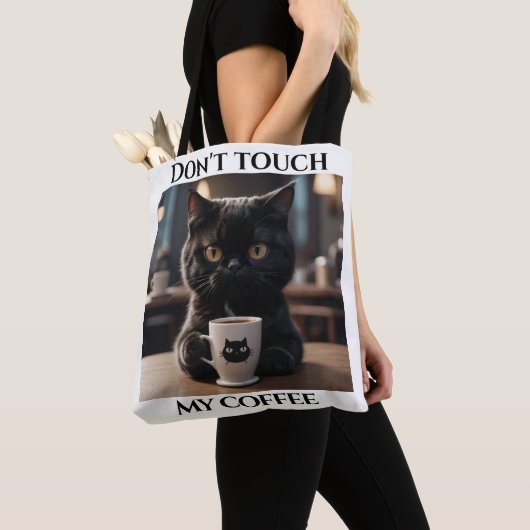 Tote Bag Ne touche pas mon café drôle (De près)