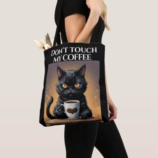 Tote Bag Ne touche pas mon café drôle (De près)