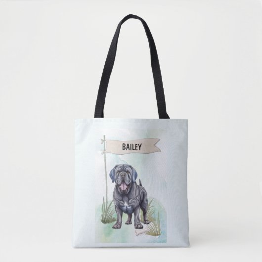 Tote Bag Neapolitan Mastiff Watercolor Personalized Dog (Devant)