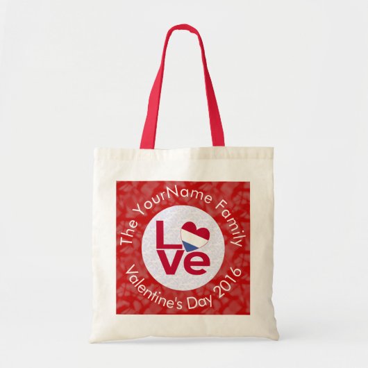 Tote Bag Néerlandais Drapeau Rouge AMOUR Valentine (Devant)