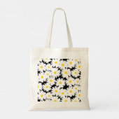 Tote Bag Négative Space Daisies blanc jaune sur noir (Dos)