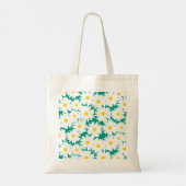 Tote Bag Négative Space Daisies blanc jaune sur vert (Dos)