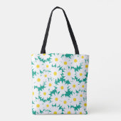 Tote Bag Négative Space Daisies blanc jaune sur vert (Dos)