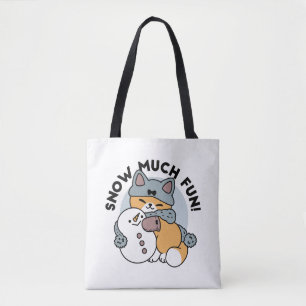 Tote Bag Neige beaucoup amusant Chat hiver vacances Design