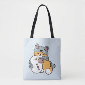 Tote Bag Neige beaucoup amusant Chat hiver vacances Design (Devant)