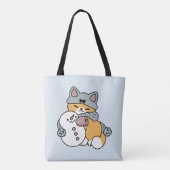 Tote Bag Neige beaucoup amusant Chat hiver vacances Design (Dos)