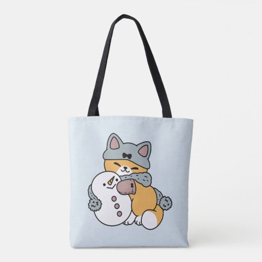Tote Bag Neige beaucoup amusant Chat hiver vacances Design (Dos)
