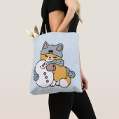 Tote Bag Neige beaucoup amusant Chat hiver vacances Design (De près)