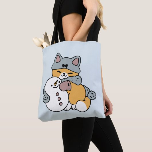 Tote Bag Neige beaucoup amusant Chat hiver vacances Design (De près)