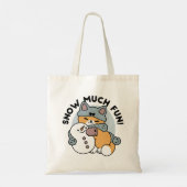 Tote Bag Neige beaucoup amusant Chat hiver vacances Design (Dos)
