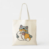 Tote Bag Neige beaucoup amusant Chat hiver vacances Design (Dos)