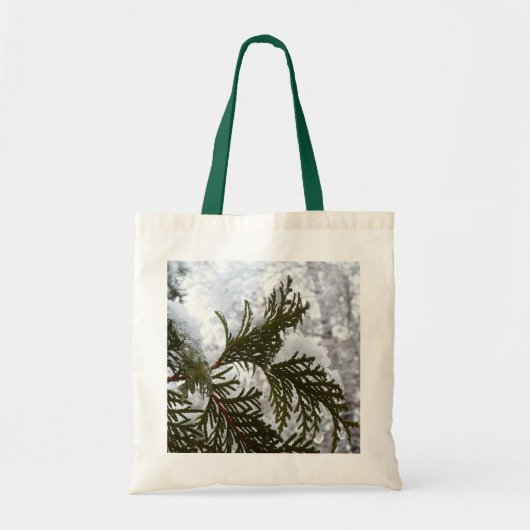 Tote Bag Neige sur les branches À feuillage persistant (Devant)