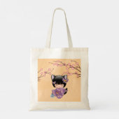 Tote Bag Neko Kokeshi Poupée - Cat Ears Geisha Girl (Dos)
