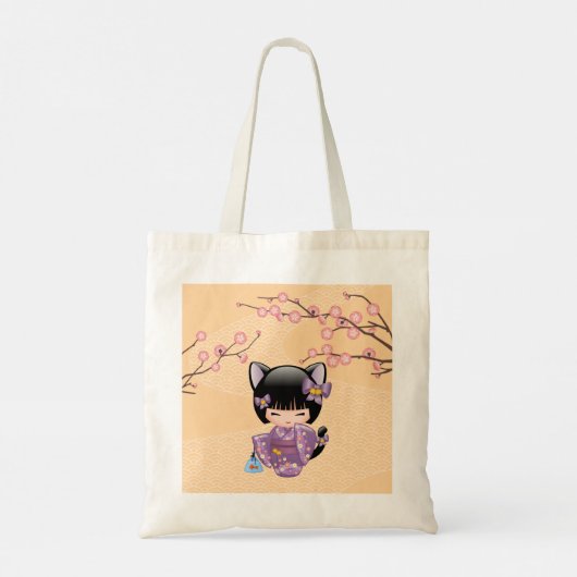 Tote Bag Neko Kokeshi Poupée - Cat Ears Geisha Girl (Dos)