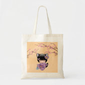 Tote Bag Neko Kokeshi Poupée - Cat Ears Geisha Girl (Devant)