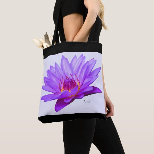 Tote Bag Nénuphars faits sur commande de pourpre de lavande (De près)