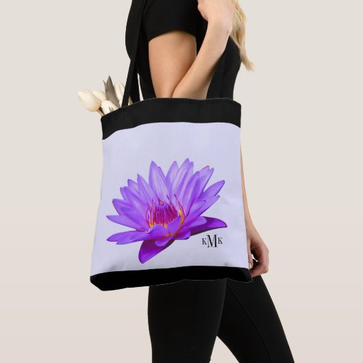 Tote Bag Nénuphars faits sur commande de pourpre de lavande (De près)