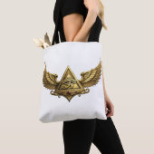Tote Bag NeoAnkh | 3D Gold Eye of Horus & Winged Pyramid (De près)