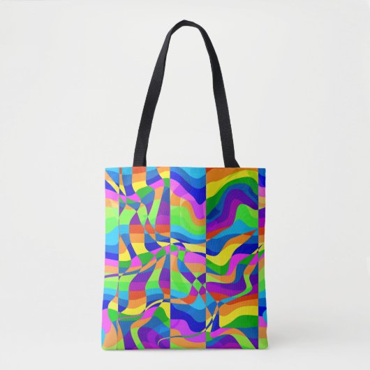 Tote Bag Neon arc-en-ciel Abstrait fou (Devant)