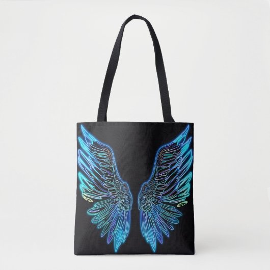 Tote Bag Neon Black and Blue Angel Wings (Devant)