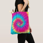 Tote Bag Neon Bright Retro Tie Dye (De près)