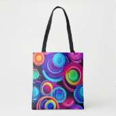 Tote Bag Neon Circles Art Abstrait (Devant)