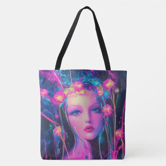 Tote Bag Neon, déesse Alien (Devant)