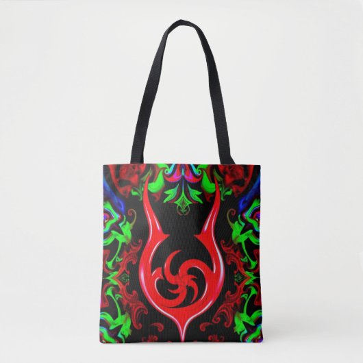 Tote Bag Neon Flame Mandala Pattern (Devant)