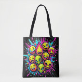 Tote Bag Neon Funky Emoji Mix (Devant)