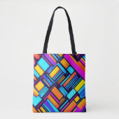 Tote Bag Neon Géométrique Abstrait (Devant)