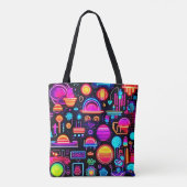 Tote Bag Neon Géométrique Abstrait (Dos)