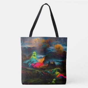 Tote Bag Neon Ghosts dans un paysage d'Imaginaire hanté