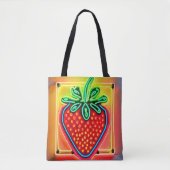 Tote Bag Néon Glow Fraise Coloré (Devant)