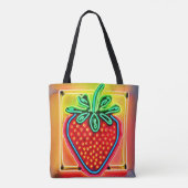 Tote Bag Néon Glow Fraise Coloré (Dos)