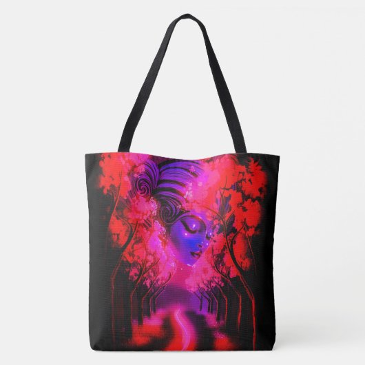 Tote Bag Neon Goddess in Enchanted Forest (Dos)