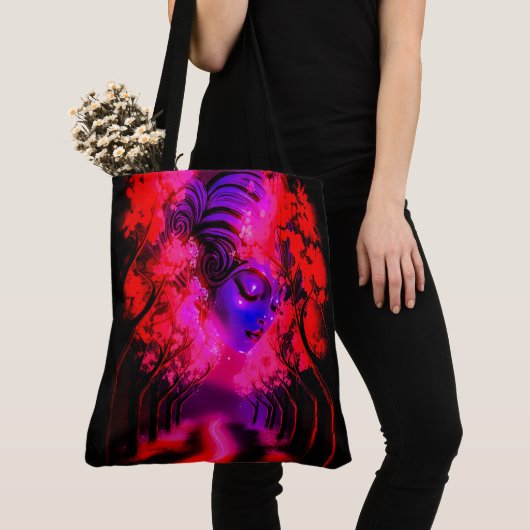 Tote Bag Neon Goddess in Enchanted Forest (De près)