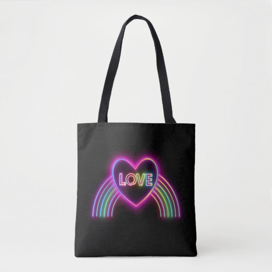 Tote Bag Neon Heart sur Rainbow (Devant)