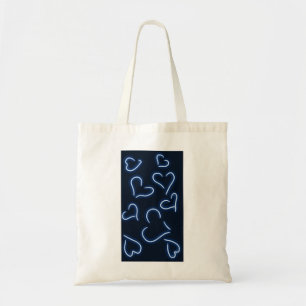 Tote Bag Neon Hearts Blue