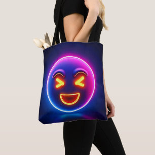 Tote Bag Neon Laughing Emoji Joy