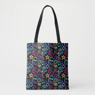 Tote Bag Neon Light Motif vintage des années 80 01x4